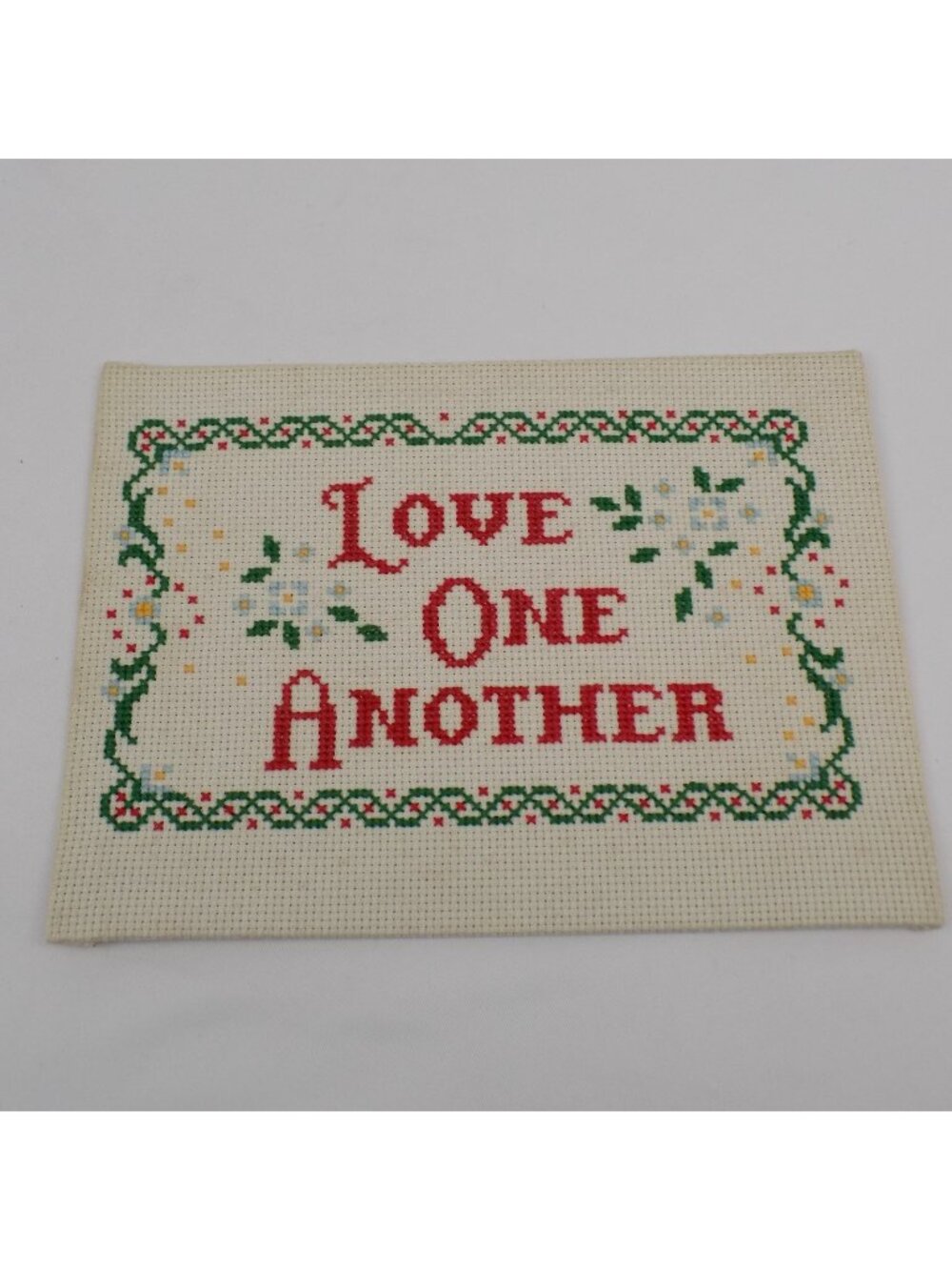 Love One Another Completed Crossstitch 7.75" x 5.75" Dimensions 3523 Vintage 82